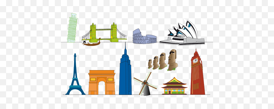 World Landmarks Selection Vector Image - Monument Clipart Emoji,Easter Island Emoji