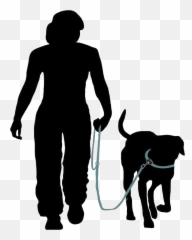 Dog Leash Walking Woman Black - Silhouette Of Emoji