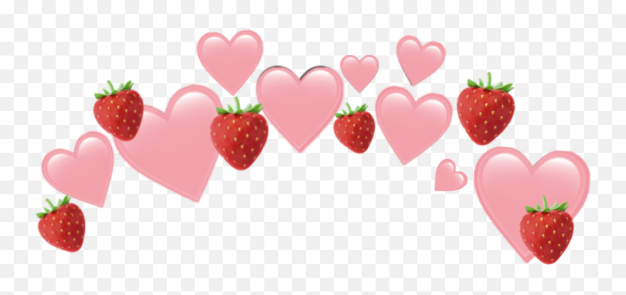 Pink Strawberry Emoji Crown Freeto - Heart Crown Strawberry,Strawberry Emoji
