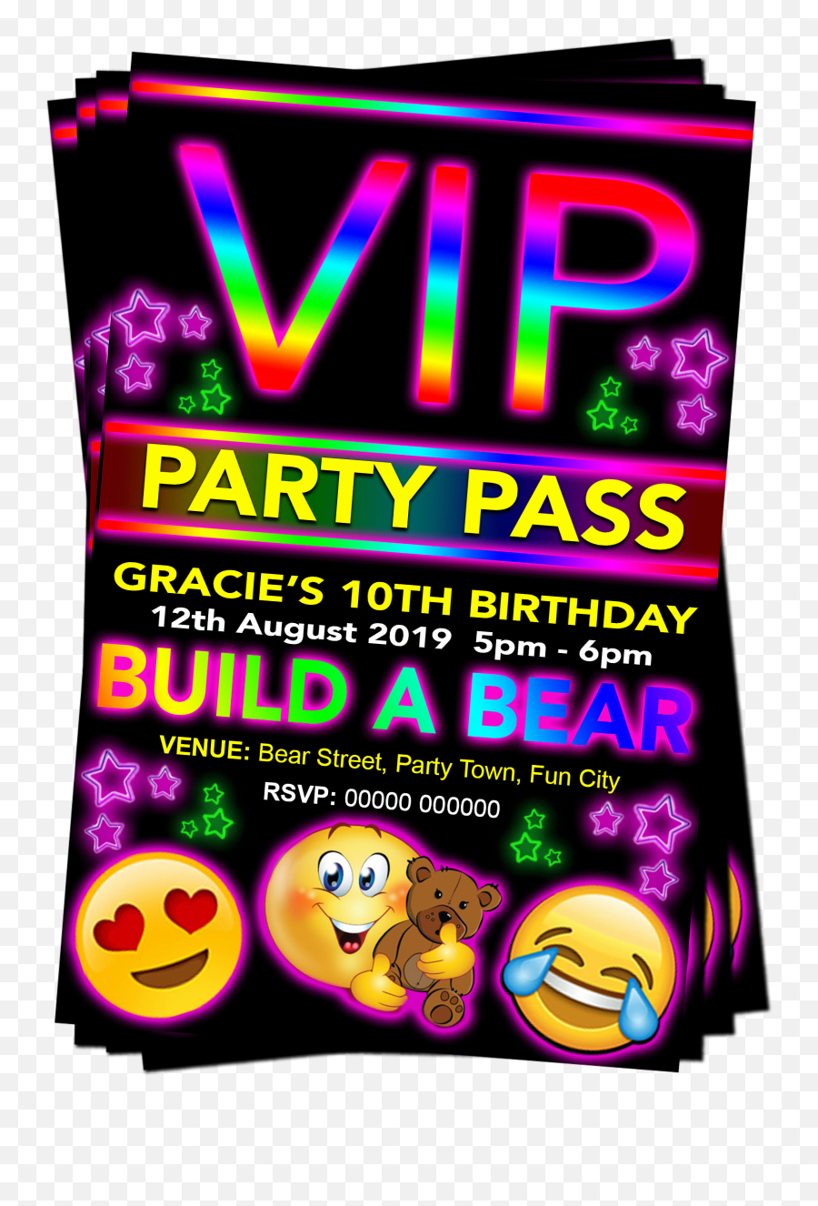 Bear Birthday Party Invitations - Slumber Party Invitations Emojis,Party Emoji Text