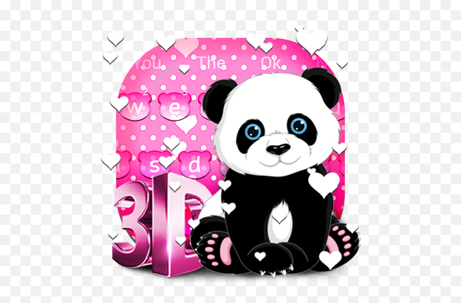 Pink Panda Hearts Keyboard - Apps On Google Play Cute Panda Cartoon Drawing Emoji,Panda Emoji Keyboard