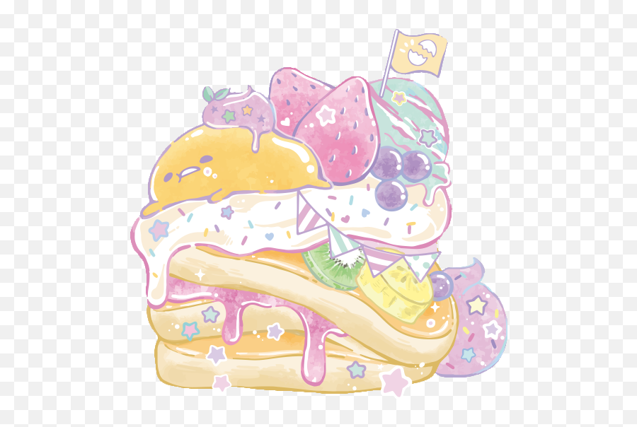 Pancake Icecream Strawberry Star Cute - Gudetama Emoji,Guatemala Emoji