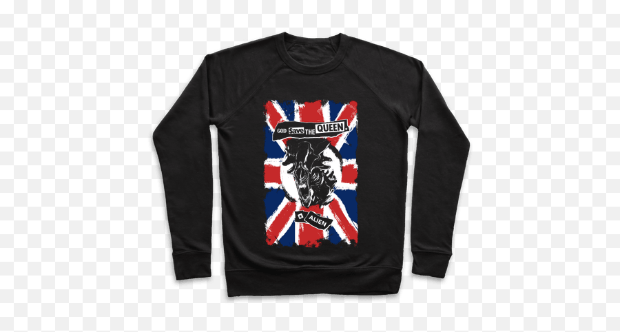 Queen Alien Pullovers - Crew Neck Emoji,British Flag And Queen Emoji