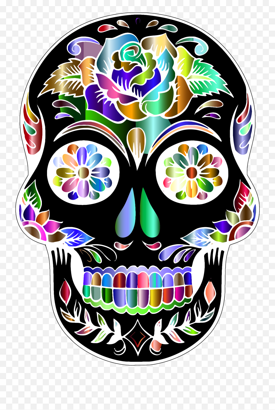 Mq Skulls Skull Flowers Day Of The Dead - Sugar Skull Transparent Background Emoji,Day Of The Dead Emoji