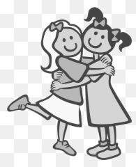 Hugging Friends Clipart Black And White - Best Emoji
