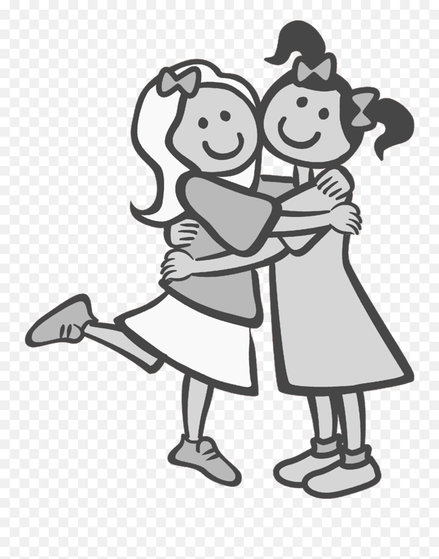 Hugging Friends Clipart Black And White - Best Friends Clipart Black And White Emoji,Cuddle Emoji