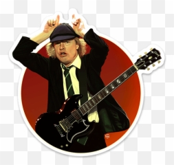 Sticker Angus Young Muraldecalcom - Angus Young In Red Suit Emoji,Toung Emoji
