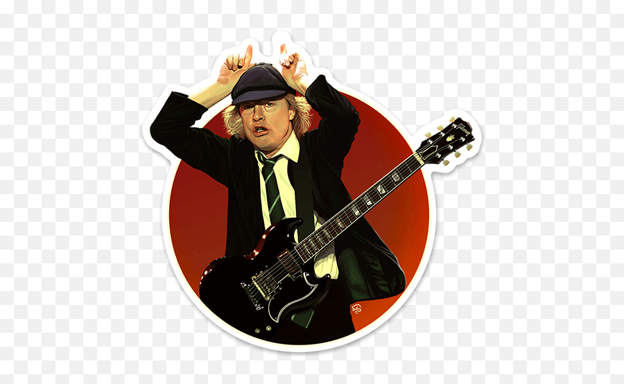 Sticker Angus Young Muraldecalcom - Angus Young In Red Suit Emoji,Toung Emoji