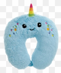 Narwhal Furry Neck Pillow - Stuffed Toy Emoji,Blue Emoji Pillow