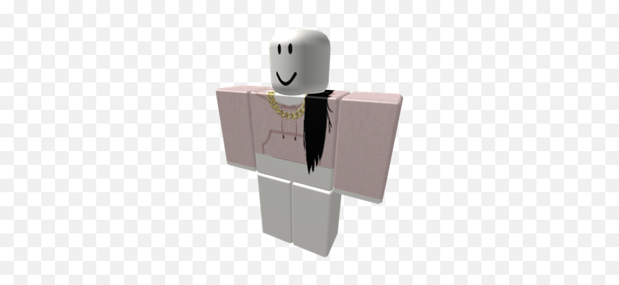 Pink Cropped Hoodie Gold Chain - Roblox Hair Extensions For Sale Emoji,Android Emoji Joggers