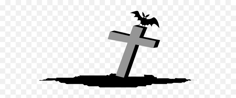 Grave With Bat Vector Image - Halloween Cross Vector Emoji,Bat Emoticon