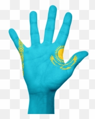 Kazakhstan Flag Hand National Fingers - Khmer Emoji
