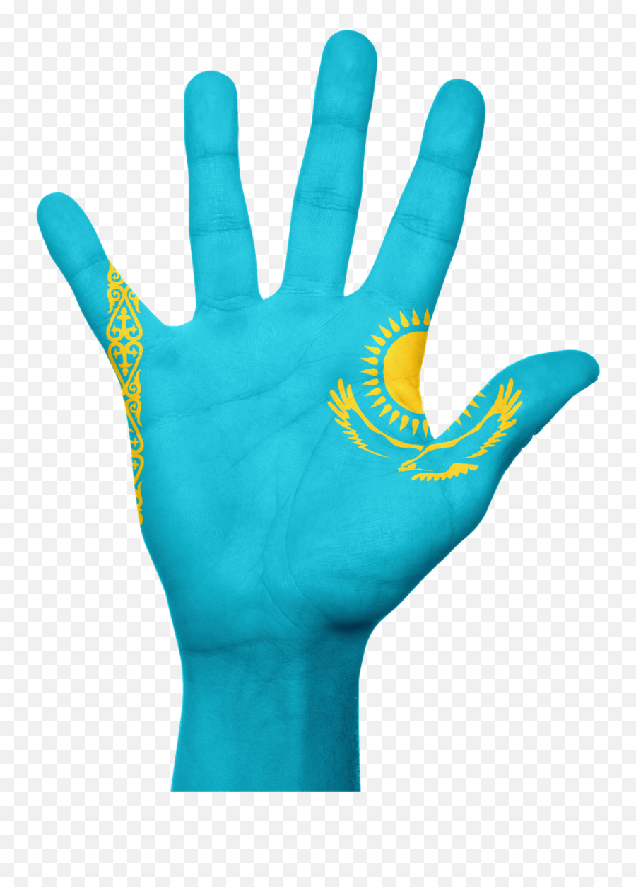 Kazakhstan Flag Hand National Fingers - Khmer Flag Emoji,Flag Rocket Emoji
