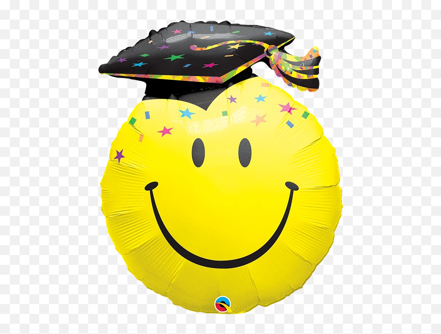 Smiley Face Graduation Cap Foil Balloon 36 - Graduation Smiley Balloon Emoji,Graduation Cap Emoji