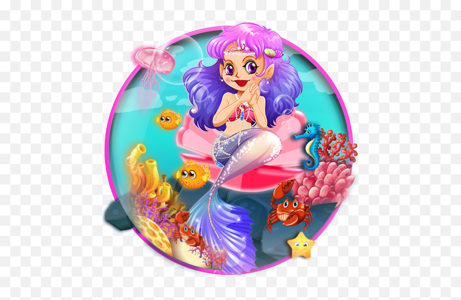 Under Water Princess Sea Mermaid 2d Theme - Cartoon Emoji,Mermaid Emoji Android