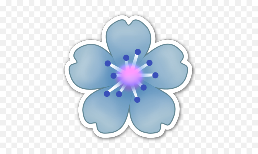 Flowers Flower Emoji Emojisticker - Flower Emoji Sticker,Blue Flower Emoji