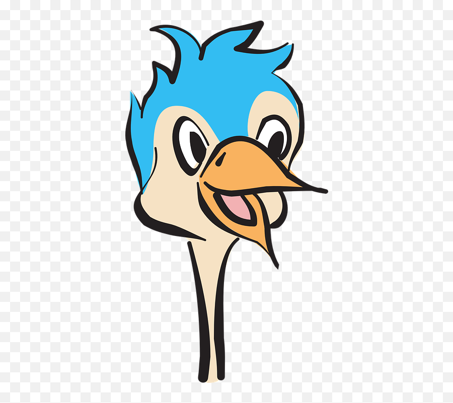 Free Blue Feathers Blue Vectors - Ostrich Face Cartoon Emoji,Bird Emoticon