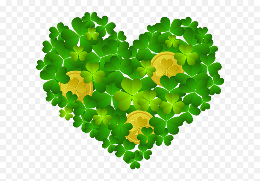 St Patricks Shamrock Heart With Coins - St Patrick Coins Clipart Emoji,Leprechaun Emoji Copy And Paste