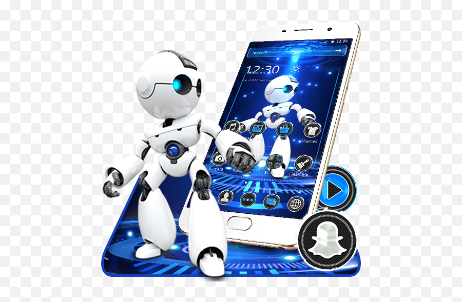 Blue Robot Technology Launcher Theme U2013 Programme Op Google - Transparent Bots Png Emoji,Flasher Emoji
