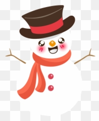 Skinny Snowman Clipart - Cute Transparent Background Emoji