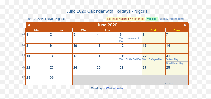 June 2020 Calendar With Holidays - Nigeria Number Emoji,Gemini Emoji Sign