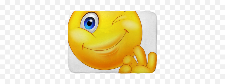 Smiley Emoticon With Ok Sign Bath Mat U2022 Pixers - We Live To Change Smiley Ok Emoji,Sticking Your Tongue Out Emoticon