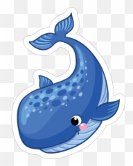 Blushing Blue Whale Sticker - Logo Emoji
