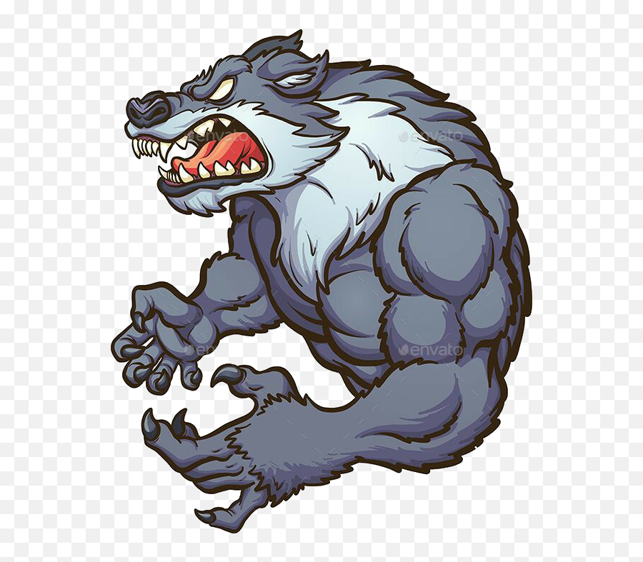 Wolf Werewolf Lobo Lobisomem Cartoon Desenho - Angry Wolf Vector Png Emoji,Werewolf Emoji
