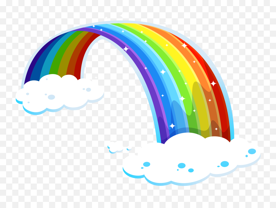 Free Cartoon Rainbow Png Download Free Clip Art Free Clip - Rainbow With Clouds Clipart Png Emoji,Rainbow Emoji Png