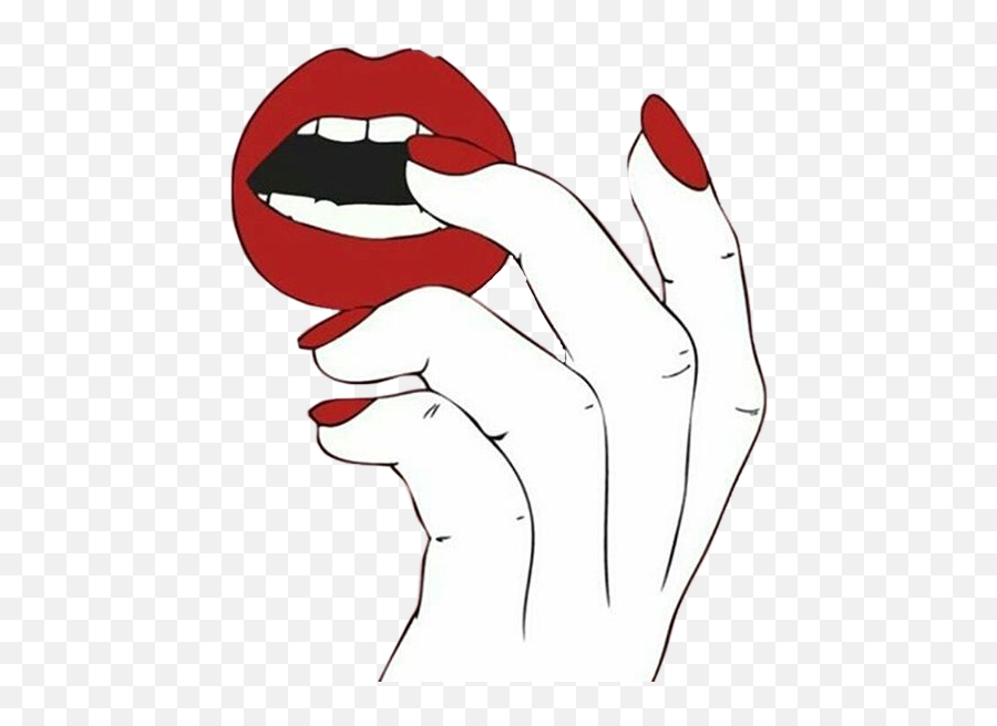 Lips Red Hands Tumblr Freetoedit - Finger On Lips Drawing Emoji,Emoji Hand And Lips