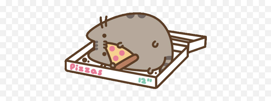 Hungry Cat Sticker - Pusheen In A Pizza Box Emoji,Grumpy Cat Emoji Android