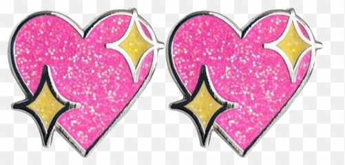 Sparkle Heart Emoji Earrings - Sparkling Heart Emoji Pin,Sparkle Emoji