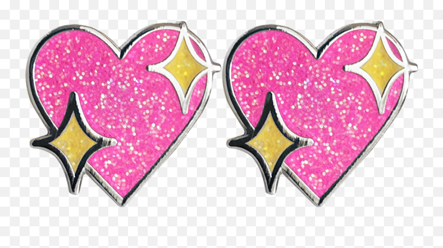 Sparkle Heart Emoji Earrings - Sparkling Heart Emoji Pin,Sparkle Emoji