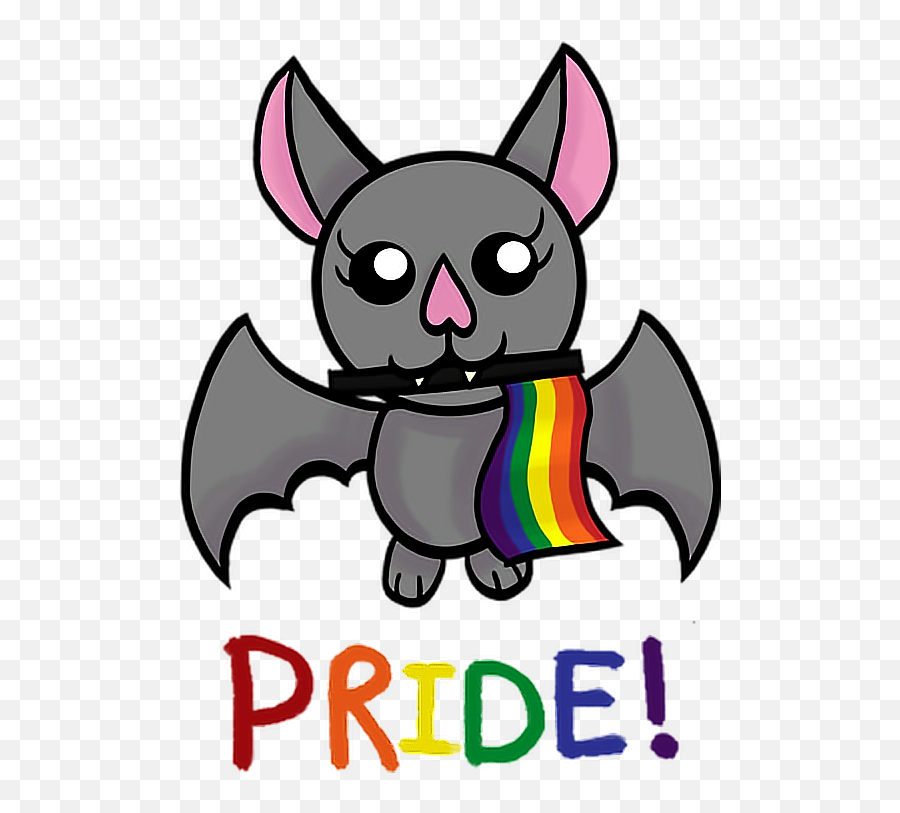 Flagstickers Hereu0027s A Cute Lilu0027 Pride Bat Art Not Min - Cartoon Emoji,No Lgbt Emoji