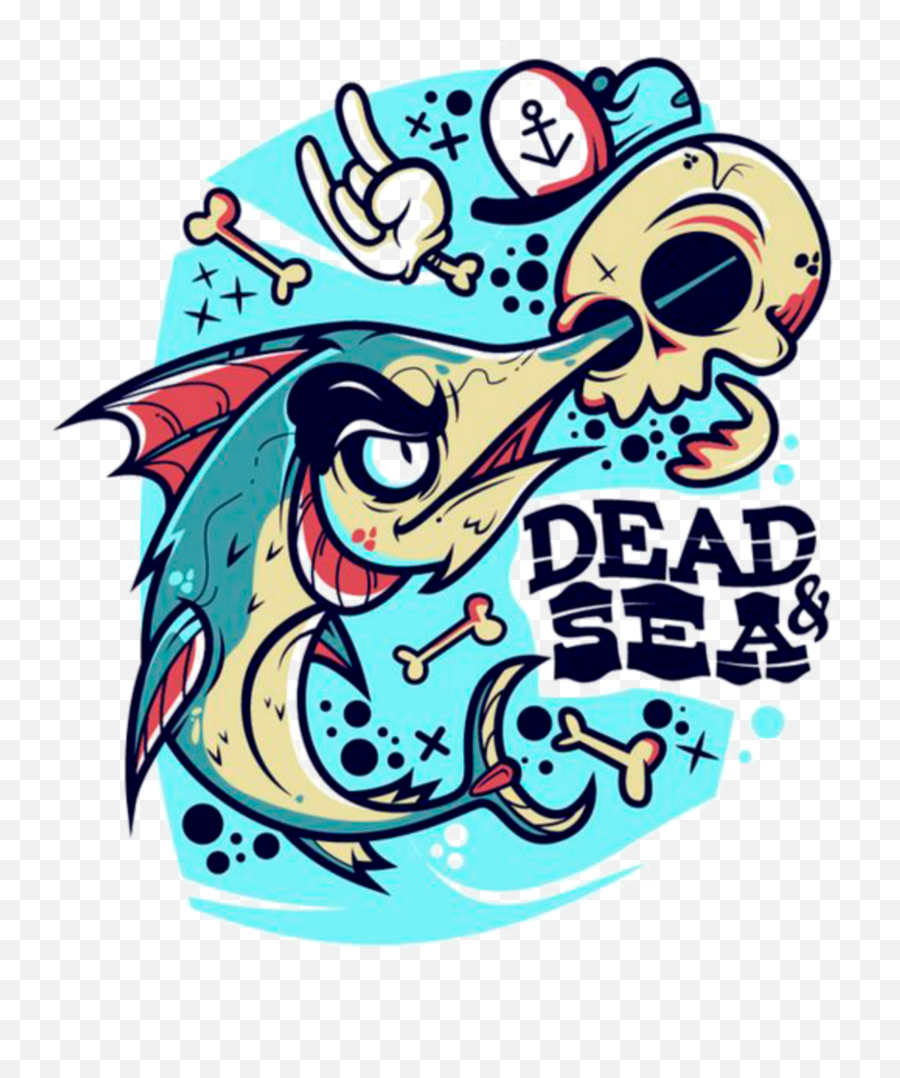 Mq Fish Skull Water Blue Sticker - Jony Tentaculos Emoji,Skull Fish Fish Emoji