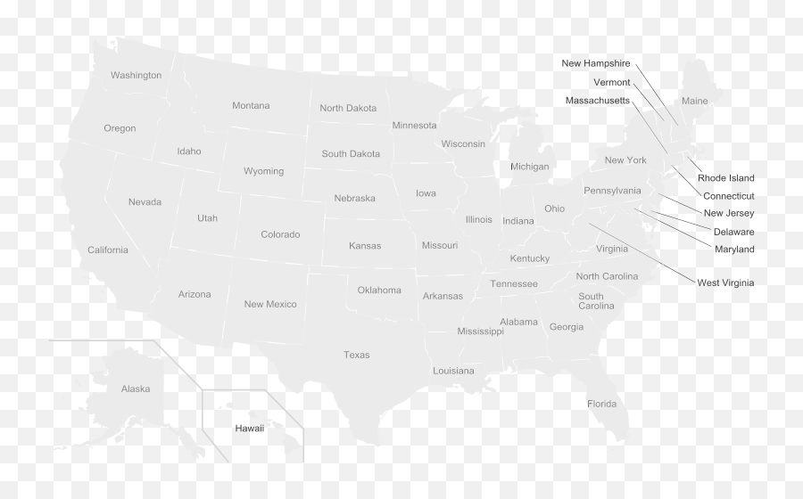Map Of Usa States With Names White - Us States Emoji,Salt Emoji