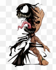 Groot Venom Art Sticker - Groot I Venom Emoji,Venom Emoji