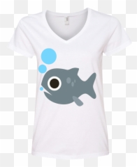Fish Blowing Bubbles Emoji Ladies V - Anglerfish