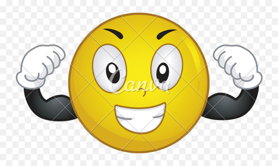 Strong Smiley - Muscle Smiley Emoji,Strong Emoticon