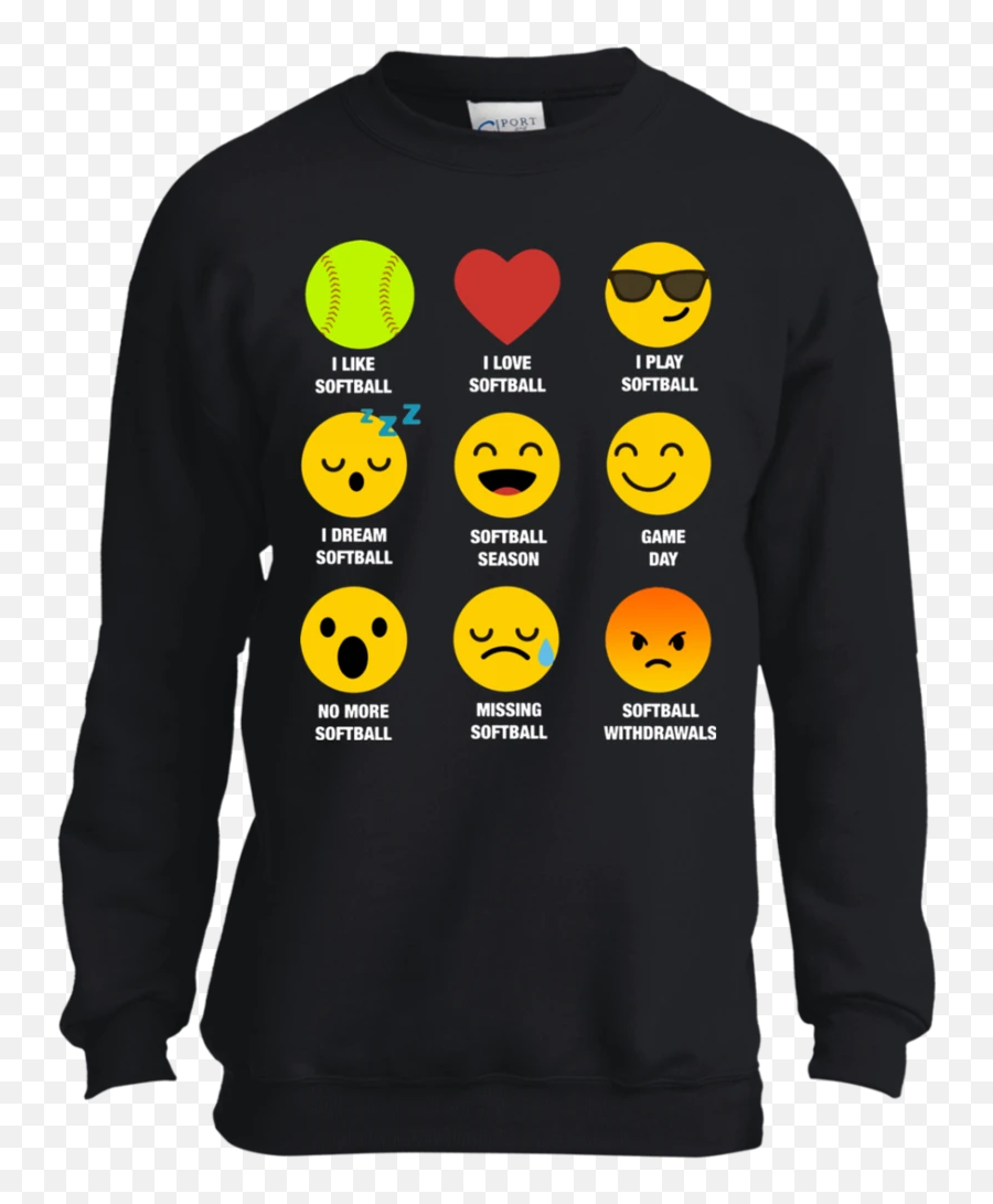I Love Softball Emoji Emoticon Team Jersey Style Graphic,Emoji Hoodies