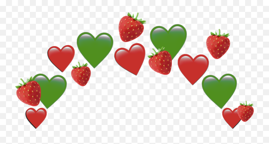 Heartcrown Strawberry Emoji Red Green - Heart,Strawberry Emoji