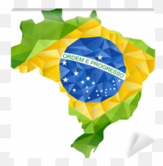 Brazil Vector Blue Yellow Abstract - Mapa Brasil Com Bandeira Emoji
