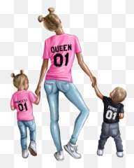 Shirts Twins Mom Kids Boy Girl Pink - Dibujos De Mama E Hija E Hijo Emoji,Boy And Girl Emoji