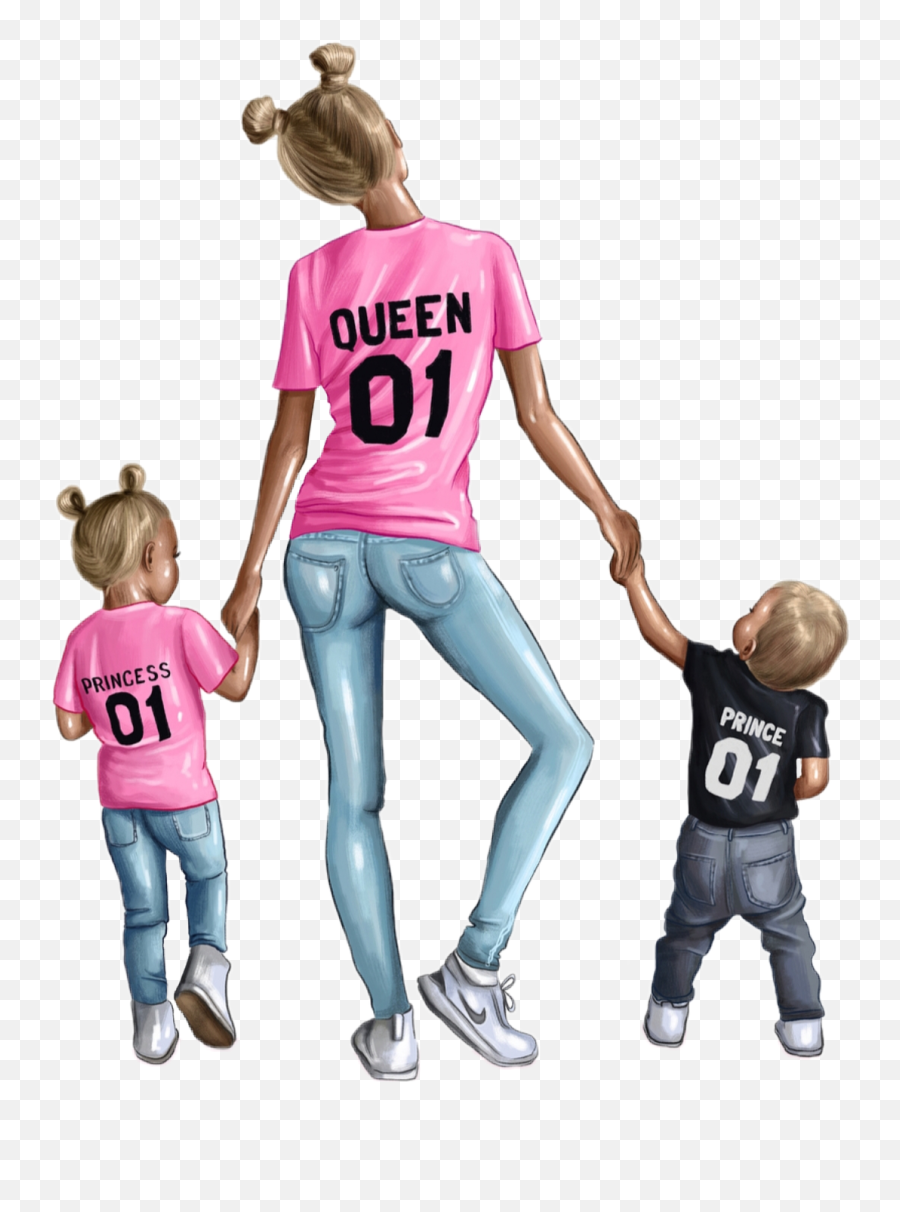 Shirts Twins Mom Kids Boy Girl Pink - Dibujos De Mama E Hija E Hijo Emoji,Boy And Girl Emoji