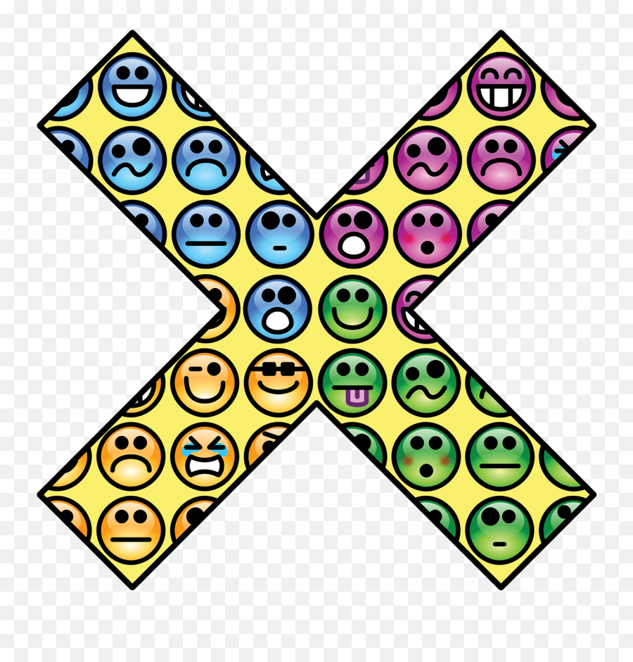 X Smileys Emoticon Abstract Colorful - Smiley Face Emoji,Email Emoticon