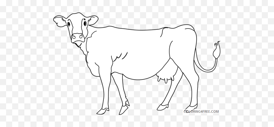 Cow Png Printable Coloring4free - Transparent Background Cow Black And White Clipart Emoji,Cow And Man Emoji