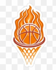 Fire Hoop Basketball Sticker - Flaming Basketball Net Emoji,Basketball Hoop Emoji