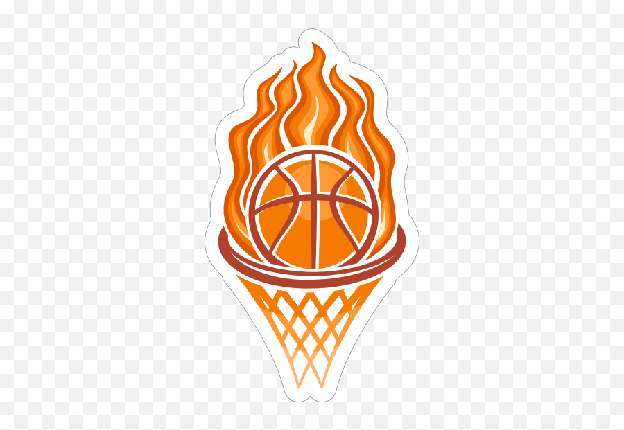 Fire Hoop Basketball Sticker - Flaming Basketball Net Emoji,Basketball Hoop Emoji