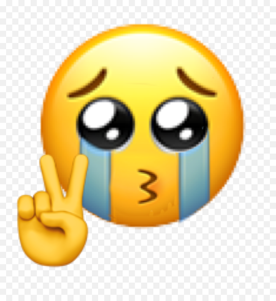 The Newest Crying Stickers On Picsart - Sad Emoji Peace Sign,Sobbing Emoji