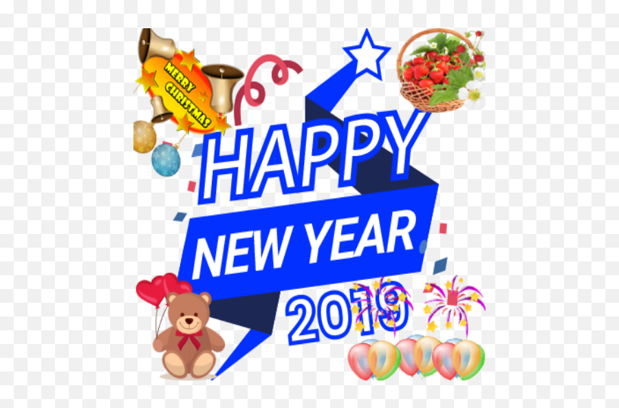 New Year 2019 Greetings - New Year Stickers 2019 Emoji,Happy New Year Emoticons